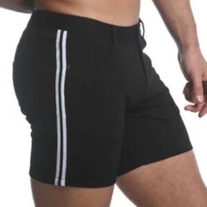 ST33LE NAVY 5" STRETCH KNIT JEANS SHORTS WITH SIDE TAPE